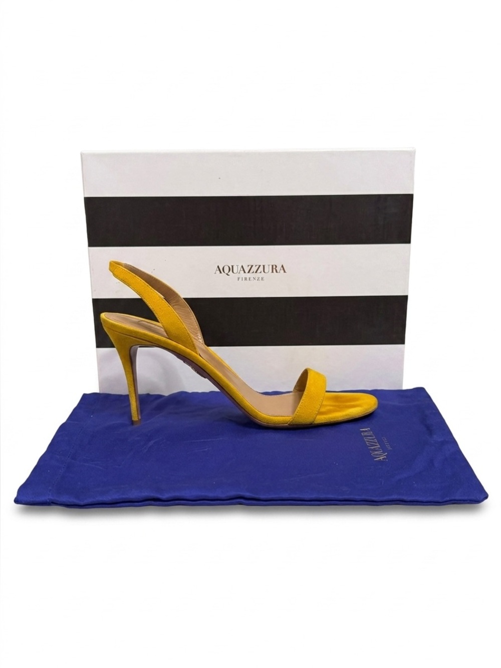 Aquazzura Yellow Suede Open Toe Stiletto Heel 39